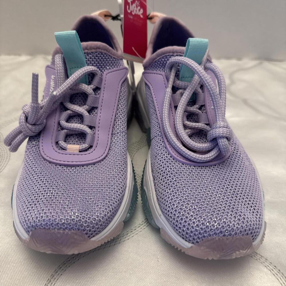 NWT Justice Girls Tennis Shoes Lilac Sparkle Size 1